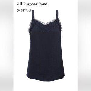 CAbi Navy Lace Trim Cami Top Large